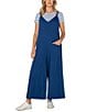 Liverpool Los Angeles Stretch Linen Blend Wide Leg Cropped Jumpsuit, Color:Goddess Blue - Image 1