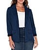 Color:Indigo Dust - Image 1 - Stretch Sateen Notch Lapel Fitted Blazer