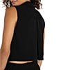 Liverpool Los Angeles Stretch Woven Point Collar Sleeveless Wide Leg Jumpsuit, Color:Black - Image 4
