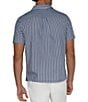 Color:Blue/White - Image 2 - Stripe Camp Button Down Short Sleeve Shirt