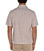 Color:Khaki - Image 2 - Stripe Print Short Sleeve Button Front Shirt
