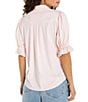 Liverpool Los Angeles Tech Knit Spread Collar Elbow-Length Puff Sleeve Button-Front Shirt - Image 2