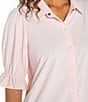 Liverpool Los Angeles Tech Knit Spread Collar Elbow-Length Puff Sleeve Button-Front Shirt - Image 3