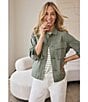 Liverpool Los Angeles Twill Point Collar Cargo Jacket, Color:Martini Olive - Image 5