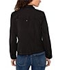Liverpool Los Angeles Twill Point Collar Long Sleeve Button Front Peplum Trucker Jacket, Color:Onyx - Image 2