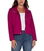 Color:Fuchsia Kiss - Image 1 - Utility Point Collar Flap Pocket Coordinating Cropped Jacket