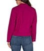 Color:Fuchsia Kiss - Image 2 - Utility Point Collar Flap Pocket Coordinating Cropped Jacket