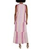 Color:Lavender - Image 2 - V-Neck Sleeveless Tiered Striped Maxi Dress