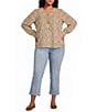 Liverpool Los Angeles Plus Size Woven Ditsy Lace-Up V-Neck Long Sleeve Top - Image 3