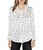 Color:All Over Dotted Vanilla - Image 1 - Woven Dotted Print Point Collar Long Sleeve Button Front Shirt