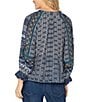 Liverpool Los Angeles Woven Printed Split V-Neck 3/4 Sleeve Button Front Blouse, Color:Blue Shiborini - Image 2