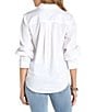 Liverpool Los Angeles Woven Stretch Poplin Point Collar Adjustable Sleeve Button Front Shirt, Color:White - Image 2