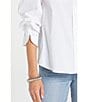 Liverpool Los Angeles Woven Stretch Poplin Point Collar Adjustable Sleeve Button Front Shirt, Color:White - Image 3
