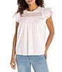 Liverpool Los Angeles Woven Voile Round Neck Flutter Sleeve Top - Image 1