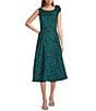 Le Bos Livia Jolie by Le Bos Cloque Sleeveless Rosette Shoulder Midi Gown, Color:Teal - Image 1