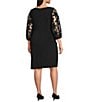 Le Bos Livia Jolie by Le Bos Plus Size 3D Illusion Sleeve Sheath Dress, Color:Black - Image 3