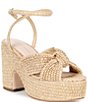 Loeffler Randall Liza Raffia Ankle Strap High Heel Platform Sandals - Image 1