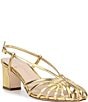 Loeffler Randall Priscilla Metallic Leather Caged Slingback Block Heel Pumps - Image 1
