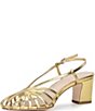 Loeffler Randall Priscilla Metallic Leather Caged Slingback Block Heel Pumps - Image 4