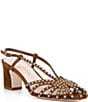Loeffler Randall Priscilla Suede Caged Studded Slingback Block Heel Pumps - Image 1