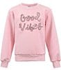 Lola + The Boys Girls Sparkling Good Vibes Sweatshirt, Color:Pink - Image 1