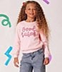 Lola + The Boys Girls Sparkling Good Vibes Sweatshirt, Color:Pink - Image 2