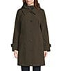 London Fog Hooded Neck Long Sleeve Button Front Water Resistant Rain Coat, Color:Olive - Image 2