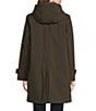 London Fog Hooded Neck Long Sleeve Button Front Water Resistant Rain Coat, Color:Olive - Image 3