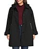 London Fog Plus Size Hooded Point Collar Single Breasted Reglan A-Line Walker Coat - Image 1