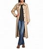 London Fog Point Collar Hooded Belted Button Front Maxi Trench Coat - Image 1