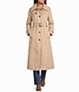 London Fog Point Collar Hooded Belted Button Front Maxi Trench Coat - Image 3