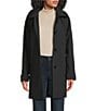 London Fog Point Collar Hooded Button Front A-Line Raglan Single Breasted Coat - Image 1