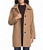 London Fog Point Collar Hooded Button Front A-Line Raglan Single Breasted Coat - Image 6