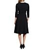 Color:Black - Image 2 - 3/4 Sleeve Crew Neck Princess Seam Fit And Flare Dress