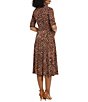 Color:Tan Multi - Image 2 - Animal Print Short Sleeve Crew Neck Side Tie Printed Fit and Flare Dress
