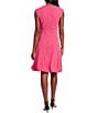 Color:Bright Pink - Image 2 - Cap Sleeve Crew Keyhole Neck Fit and Flare Dress