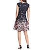 Color:Black/Pink - Image 2 - Floral Print Cap Sleeve Fit and Flare Dress