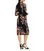 Color:Black/Wine - Image 2 - Floral Print Long Sleeve Mock Neck Side Ruched Jersey Dress