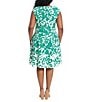 Color:Green - Image 2 - Plus Size Floral Print Crew Neck Sleeveless A-Line Dress