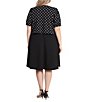 Color:Black/White - Image 2 - Plus Size Polka Dot Puff Sleeve 2 Piece Jacket Dress