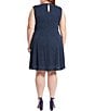 Color:Navy - Image 2 - Plus Size Sleeveless Keyhole Crew Neck Fit and Flare Dress