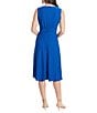 Color:Blue - Image 2 - Sleeveless Crew Neck Eyelet Jersey Midi Fit and Flare Dress