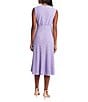 Color:Violet - Image 2 - Sleeveless Crew Neck Eyelet Jersey Midi Fit and Flare Dress