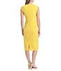 Color:Lemon - Image 2 - Sleeveless Split V-Neck Buckle Waist Scuba Crepe Sheath Dress