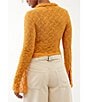 Color:Orange - Image 2 - Cut-Out Cropped Button Front Knit Shirt