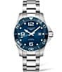 Color:Silver - Image 1 - Men's Blue Dial Hydroconquest Automatic Stainless Steel Bracelet Watch
