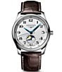 Longines Men's Master Collection Automatic Brown Leather Strap Watch, Color:Brown - Image 1