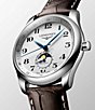 Longines Men's Master Collection Automatic Brown Leather Strap Watch, Color:Brown - Image 2