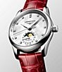 Color:Red - Image 2 - Women's Master Automatic Red Leather Strap Watch