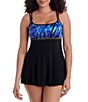 Longitude Glided Panthera Long Torso Empire Princess Square Neck One Piece Swimdress - Image 1